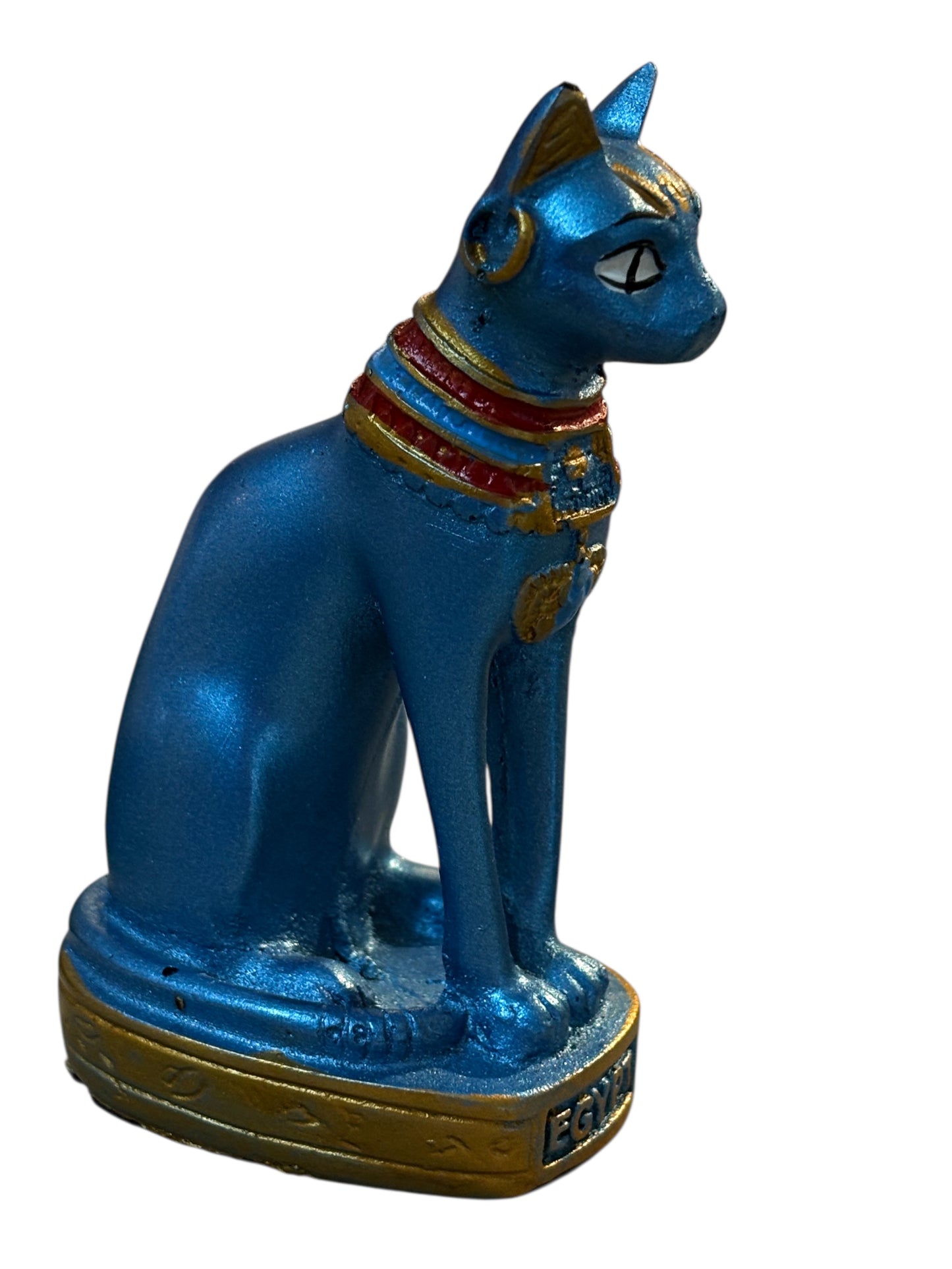 Gatto egiziano statuetta di 8.5 cm. Azzurro