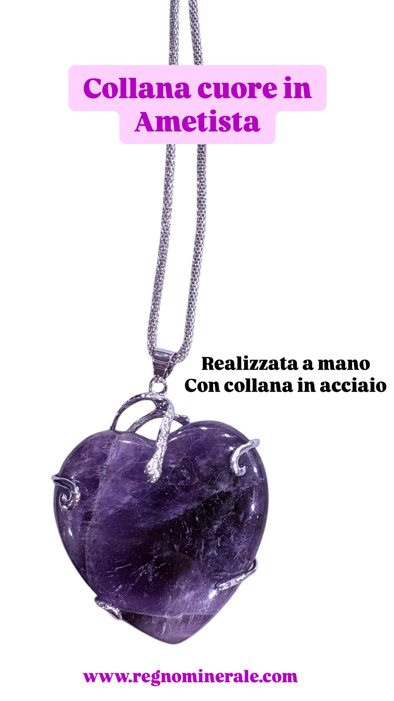 Ametista Collana Cuore elfico handmade
