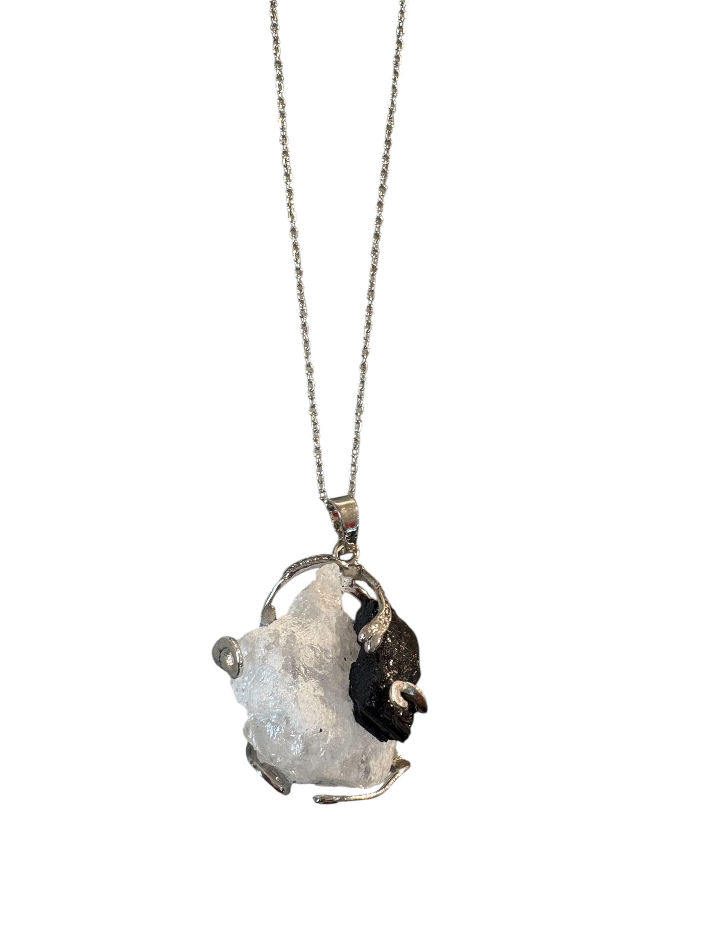 Collana Elfica Tormalina Nera + Cristallo di Rocca = Protezione