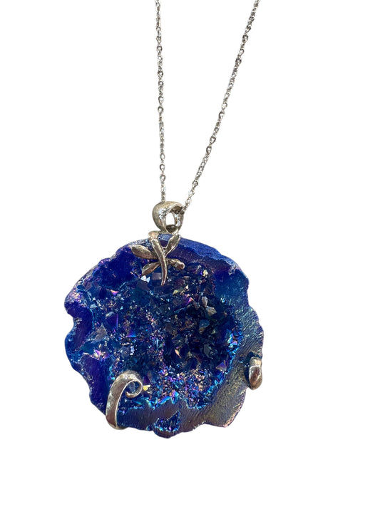 AQUAURA BLU in drusa - collanina elfica - modello unico