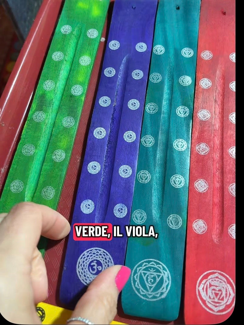 Porta Incenso / Brucia Incenso in legno *Dipinto e COLORATO* vari colori disponibili