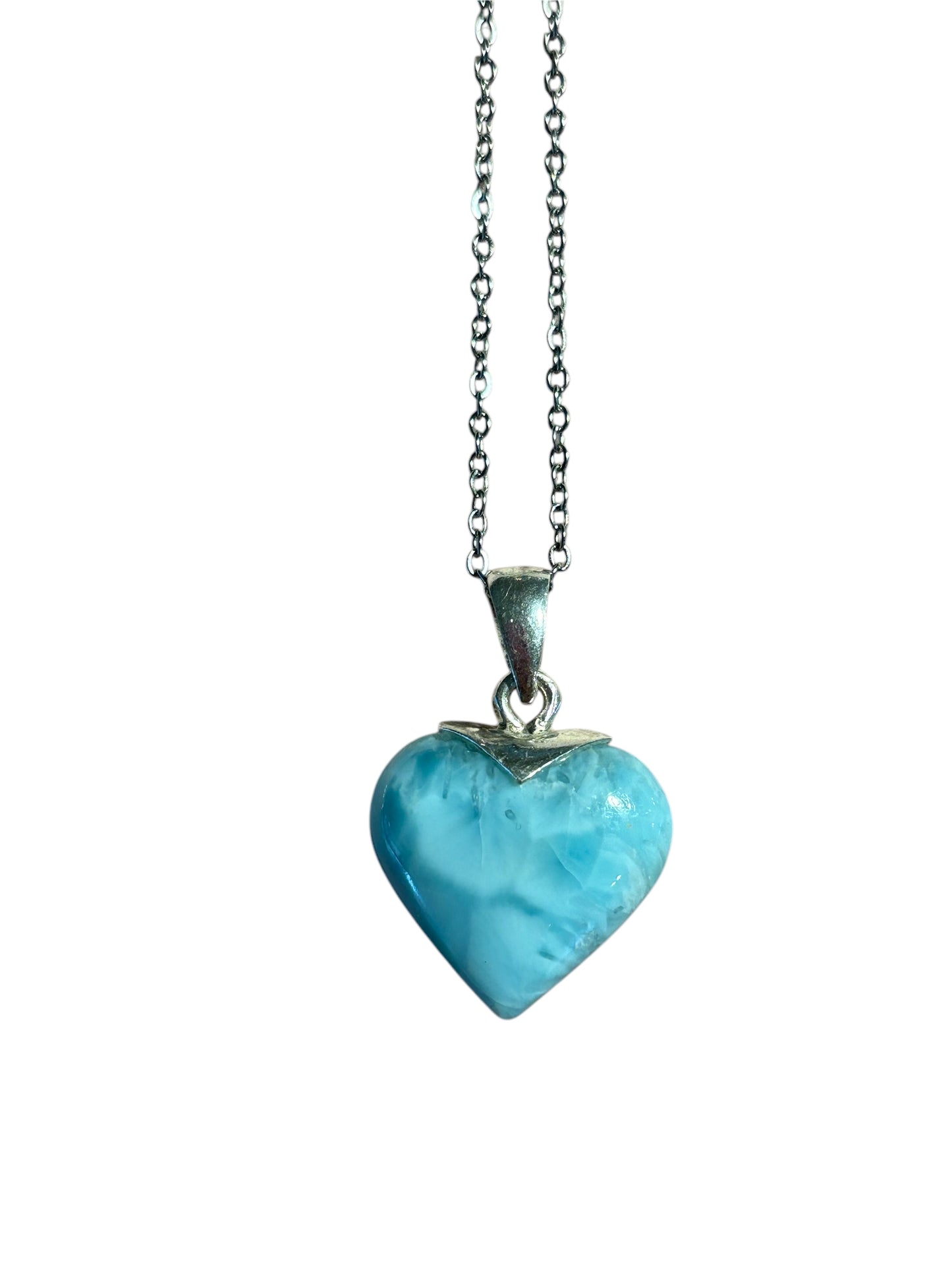 Collana Larimar cuore medio grande