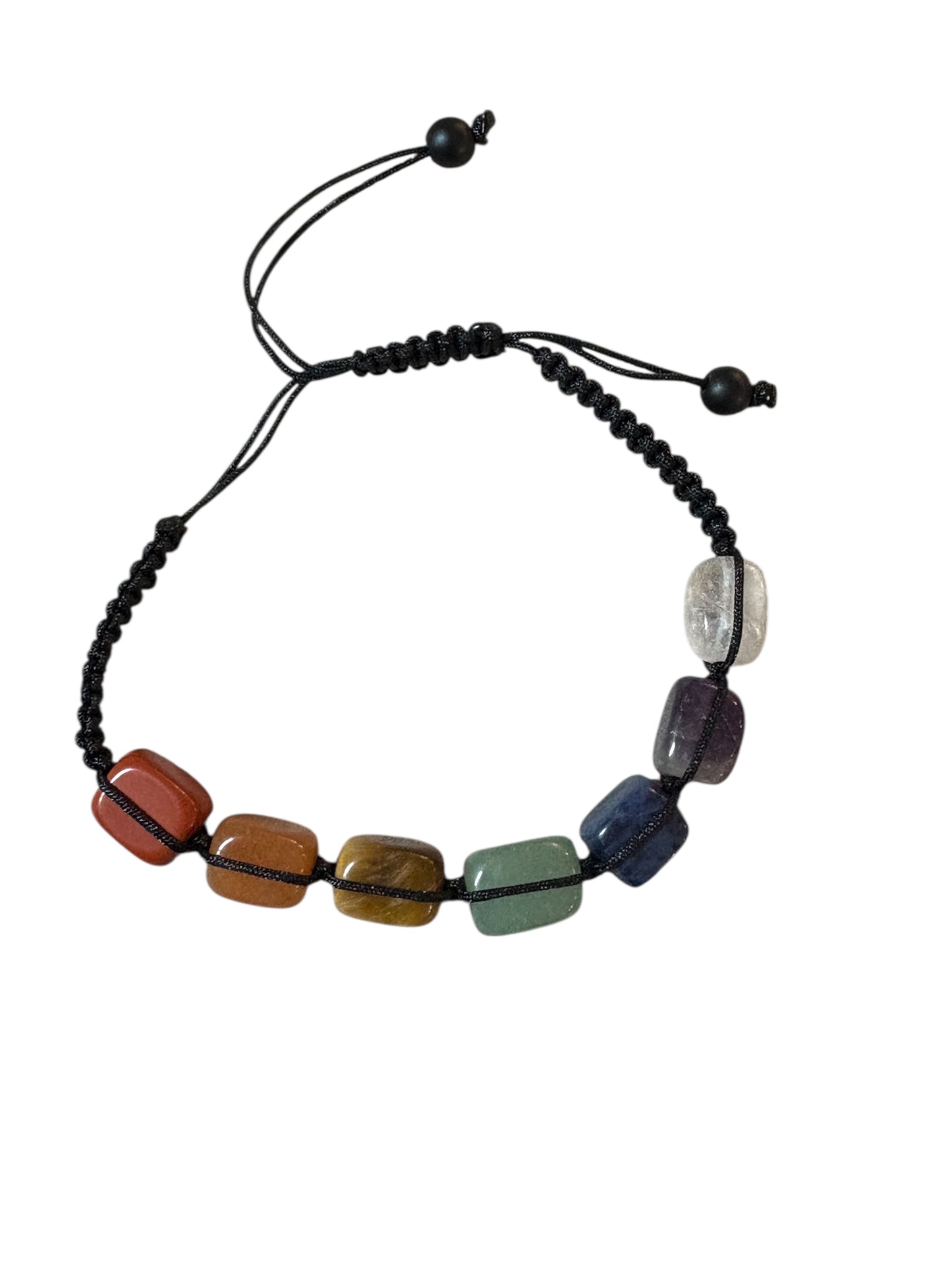 Bracciale Chakra sasso con filo nero regolabile