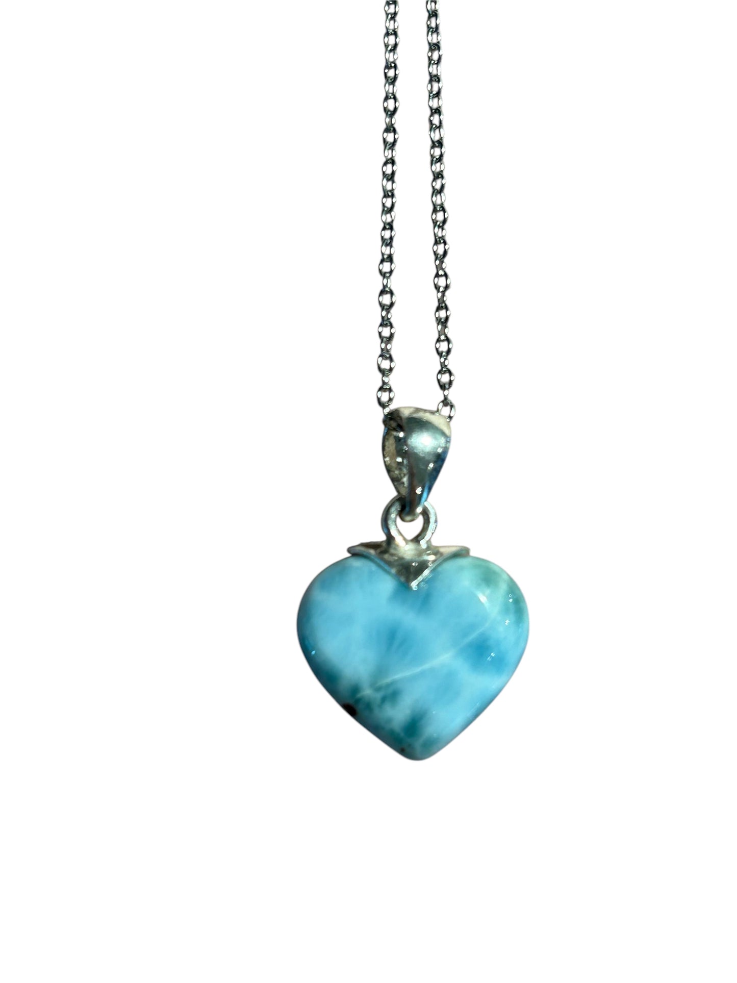 Collana Larimar cuore medio grande