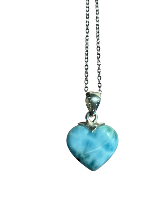 Collana Larimar cuore medio grande