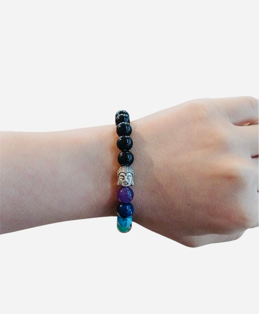 Bracciale Chakra Tormalina e Buddha PROTEZIONE