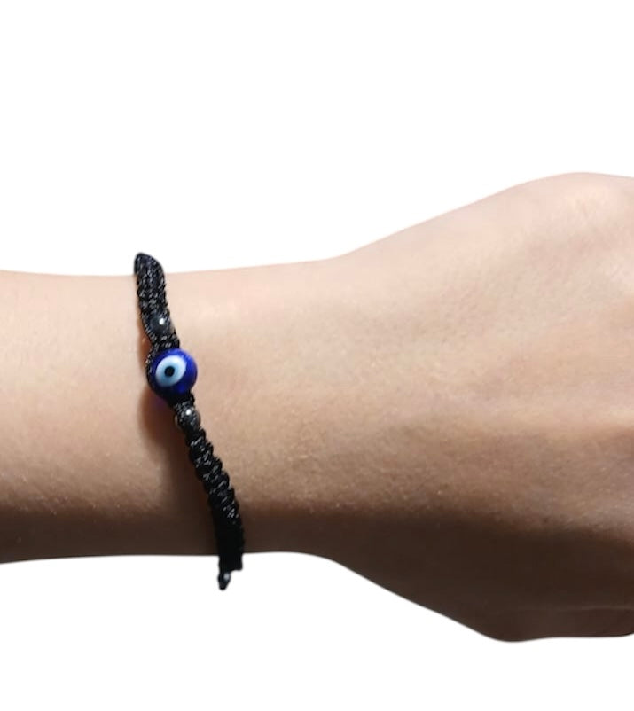 Bracciale nero regolabile OCCHIO DI ALLAH “Protezione”