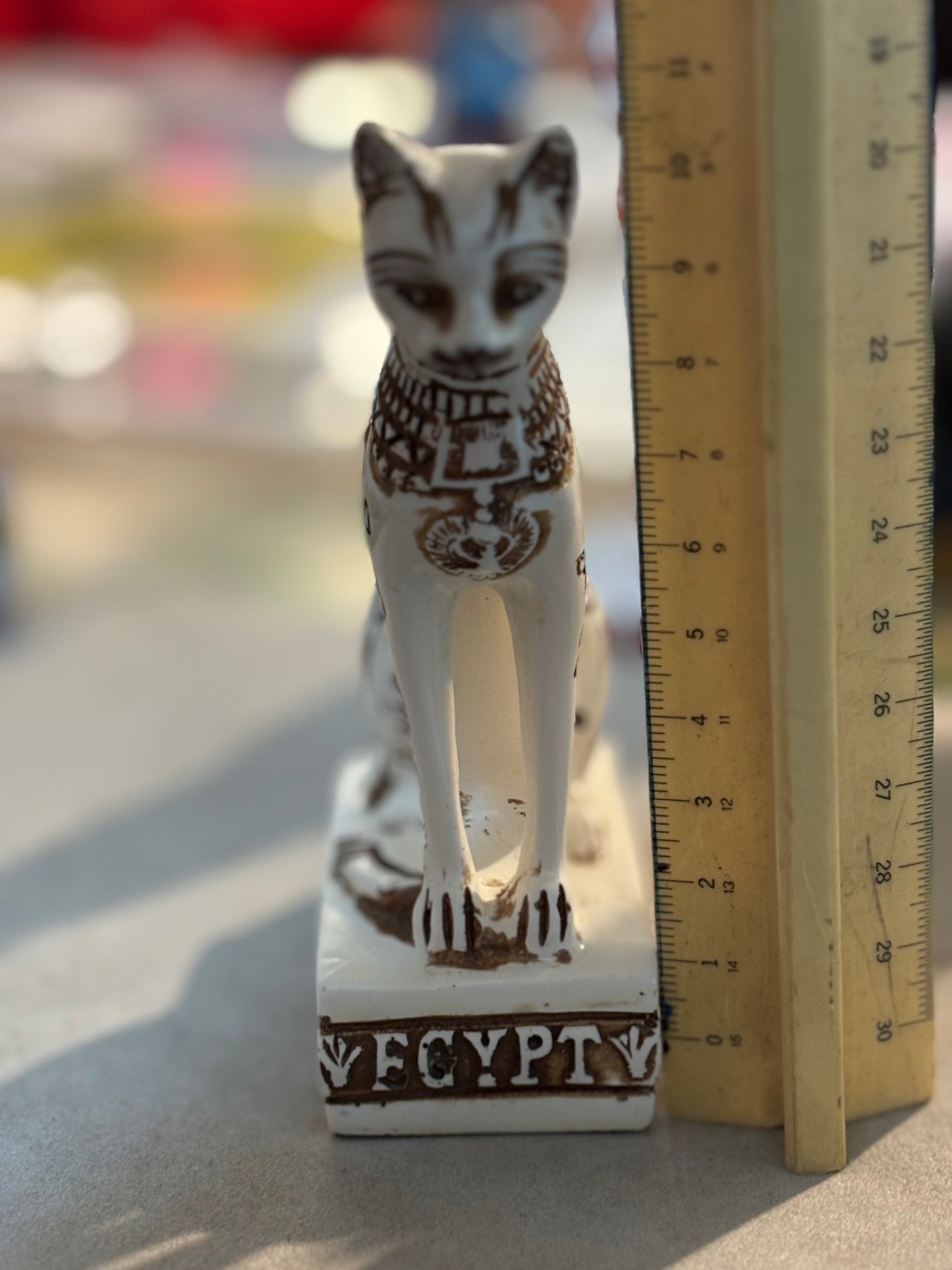 Gatto egiziano statuetta di 10.5 cm bianco e marrone