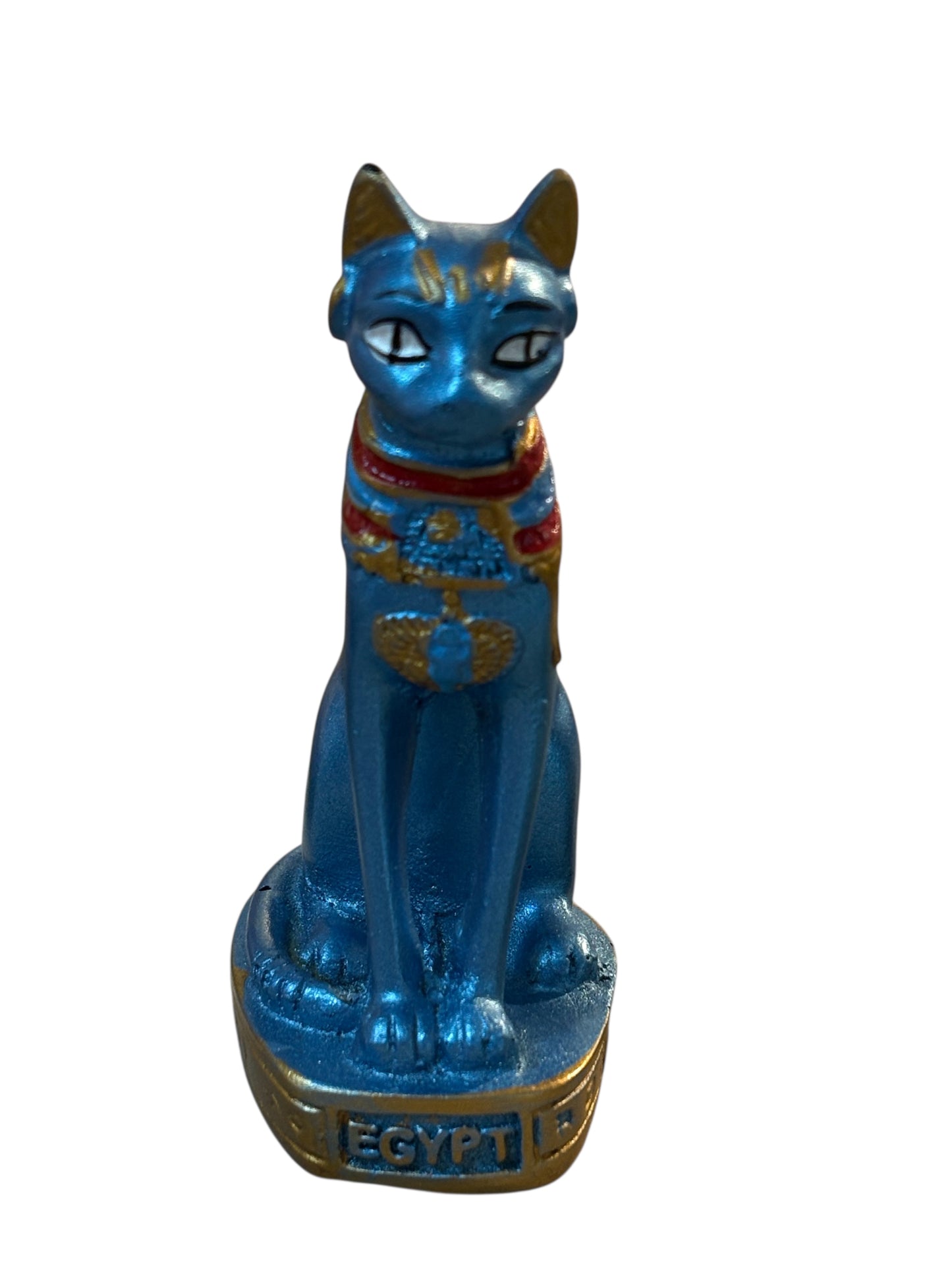Gatto egiziano statuetta di 8.5 cm. Azzurro