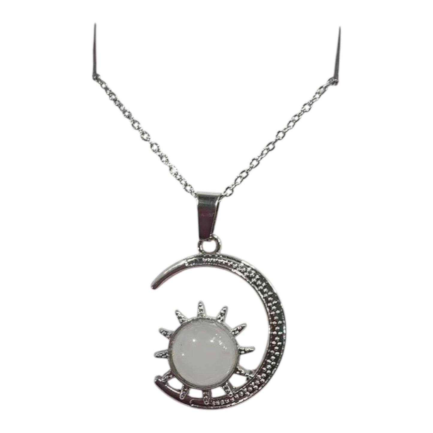 Collana Luna in Quarzo Rosa - collanina in acciaio