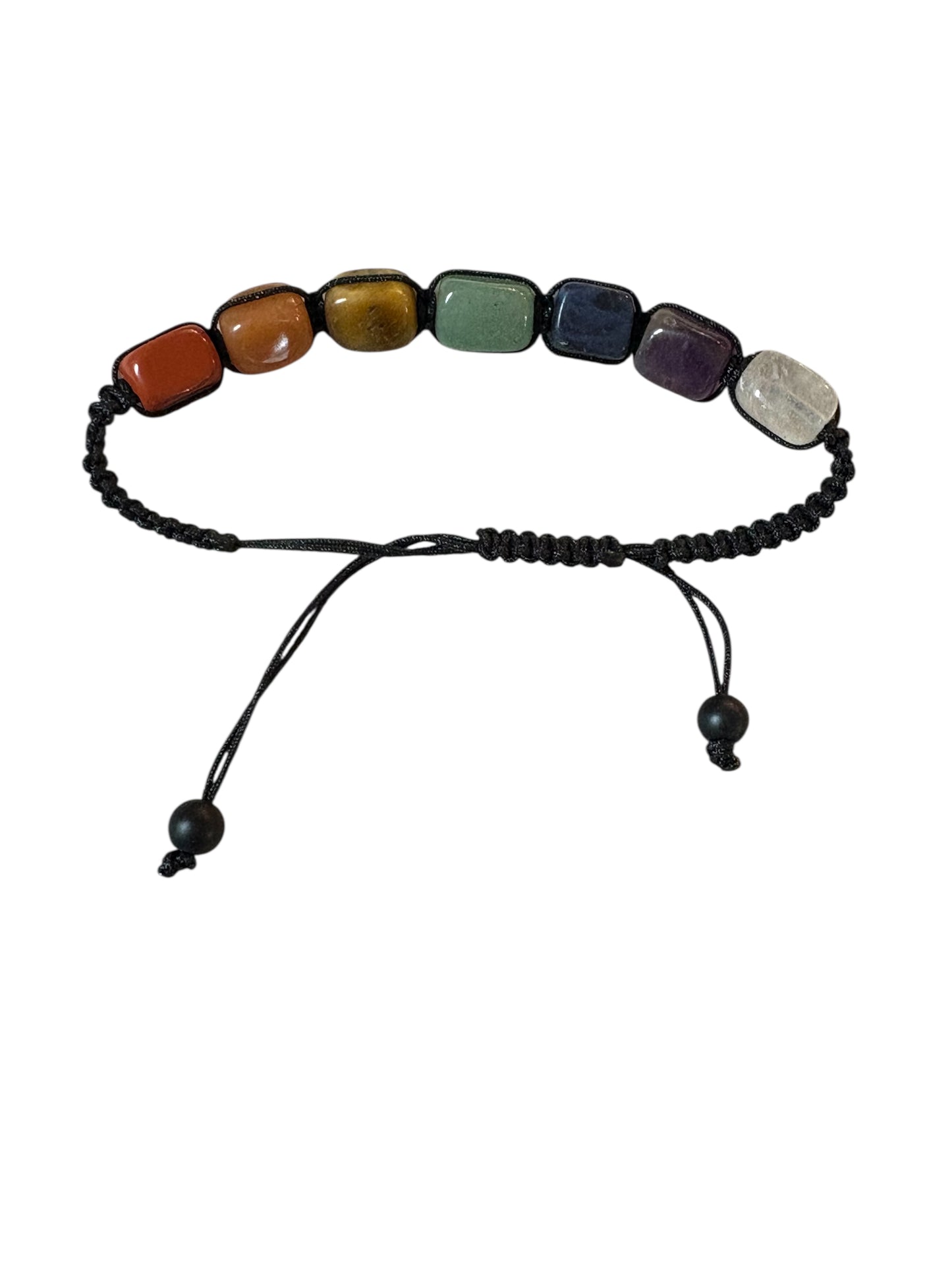 Bracciale Chakra sasso con filo nero regolabile