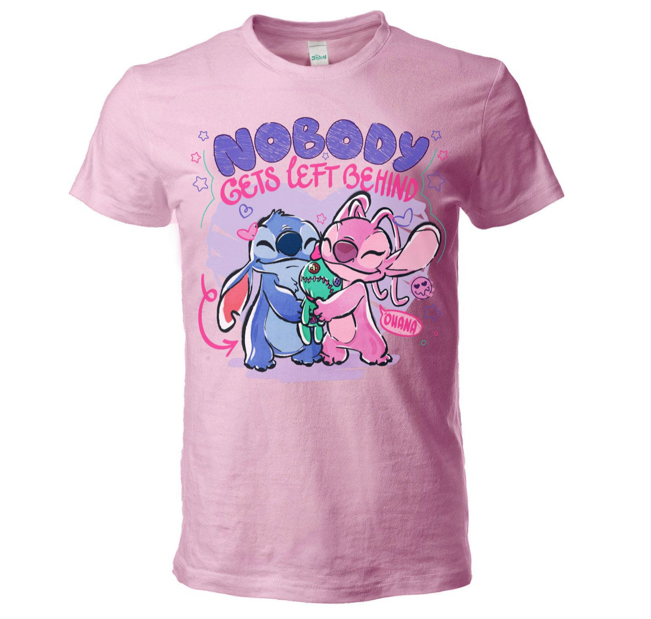 T-shirt STITCH DISNEY “nobody Gera left behind” rosa