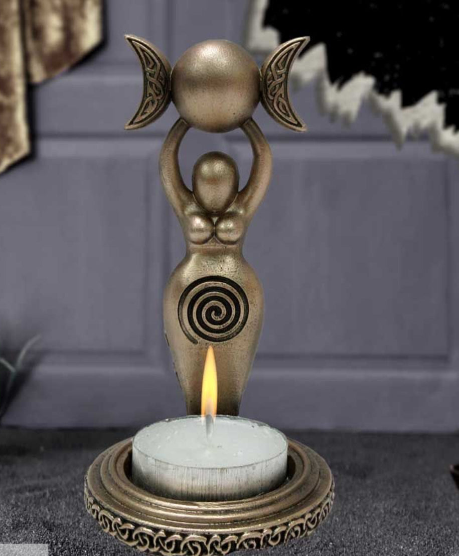 Dea Triplice Luna spirale Candela Tea light 12 cm