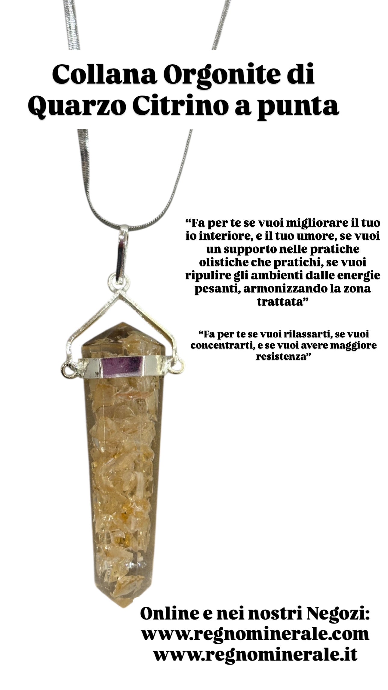 Collana Orgonite di Quarzo Citrino a punta