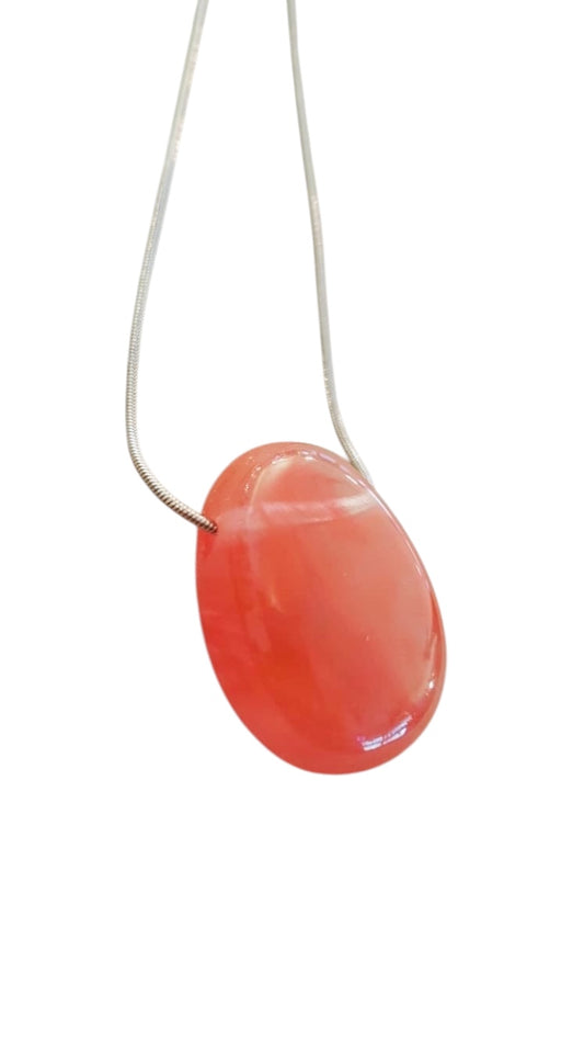 Ossidiana Rossa pietra forata con collana