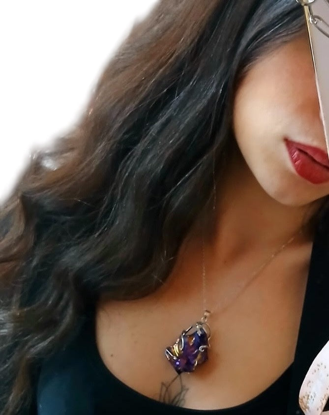 Collana Elfica: Aquaura grezza colorata