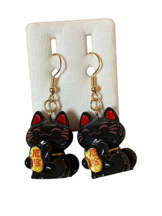 Orecchini Gatto Maneki Neko NERO