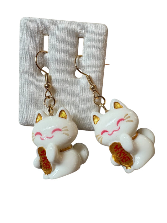 Orecchini Gatto Maneki Neko BIANCO