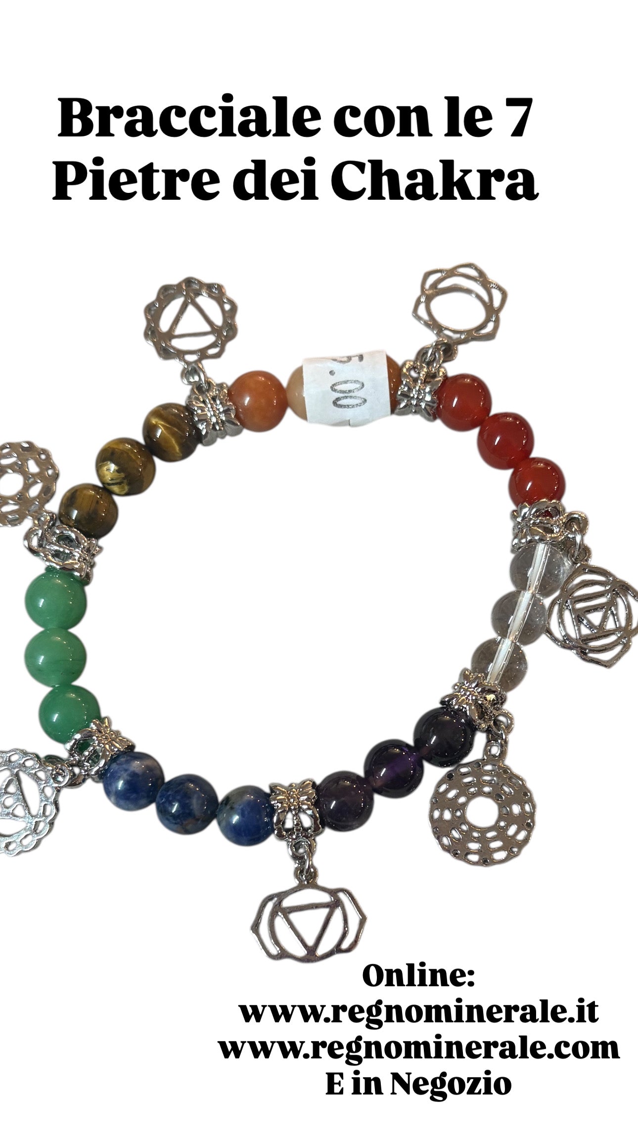 Bracciale Chakra sasso con filo nero regolabile