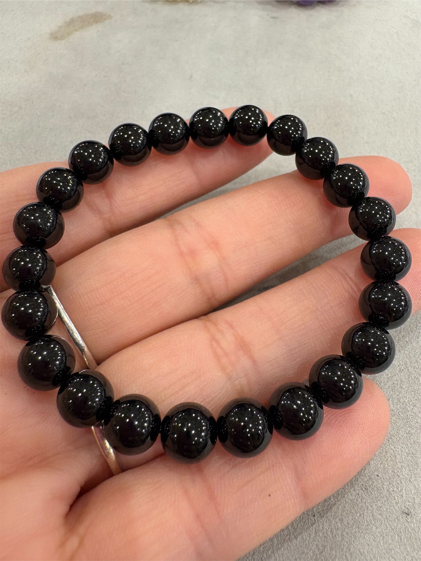 Tormalina nera - BRACCIALE sfera 8 mm