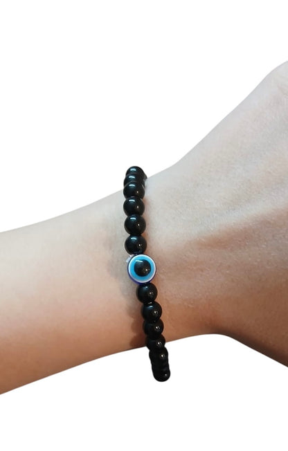 Bracciale Ossidiana Nera con Occhio di Allah “PROTEZIONE”