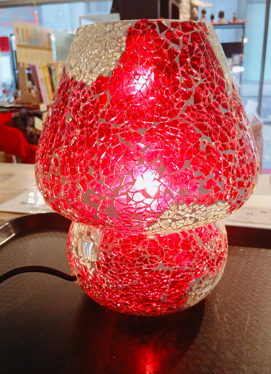 Lampada Fungo medio in vetro mosaico Rosso