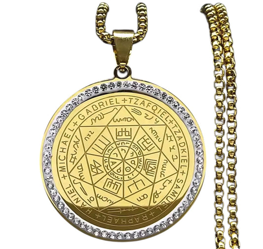 Collana Sigillo dei Sette Arcangeli “colore oro con strass” acciaio