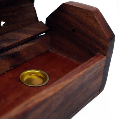Porta Incenso / Brucia Incenso / Cono - Box in legno con contenitore *BUDDHA*