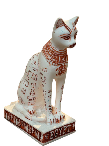 Gatto egiziano statuetta di 10.5 cm Bianco e rosso