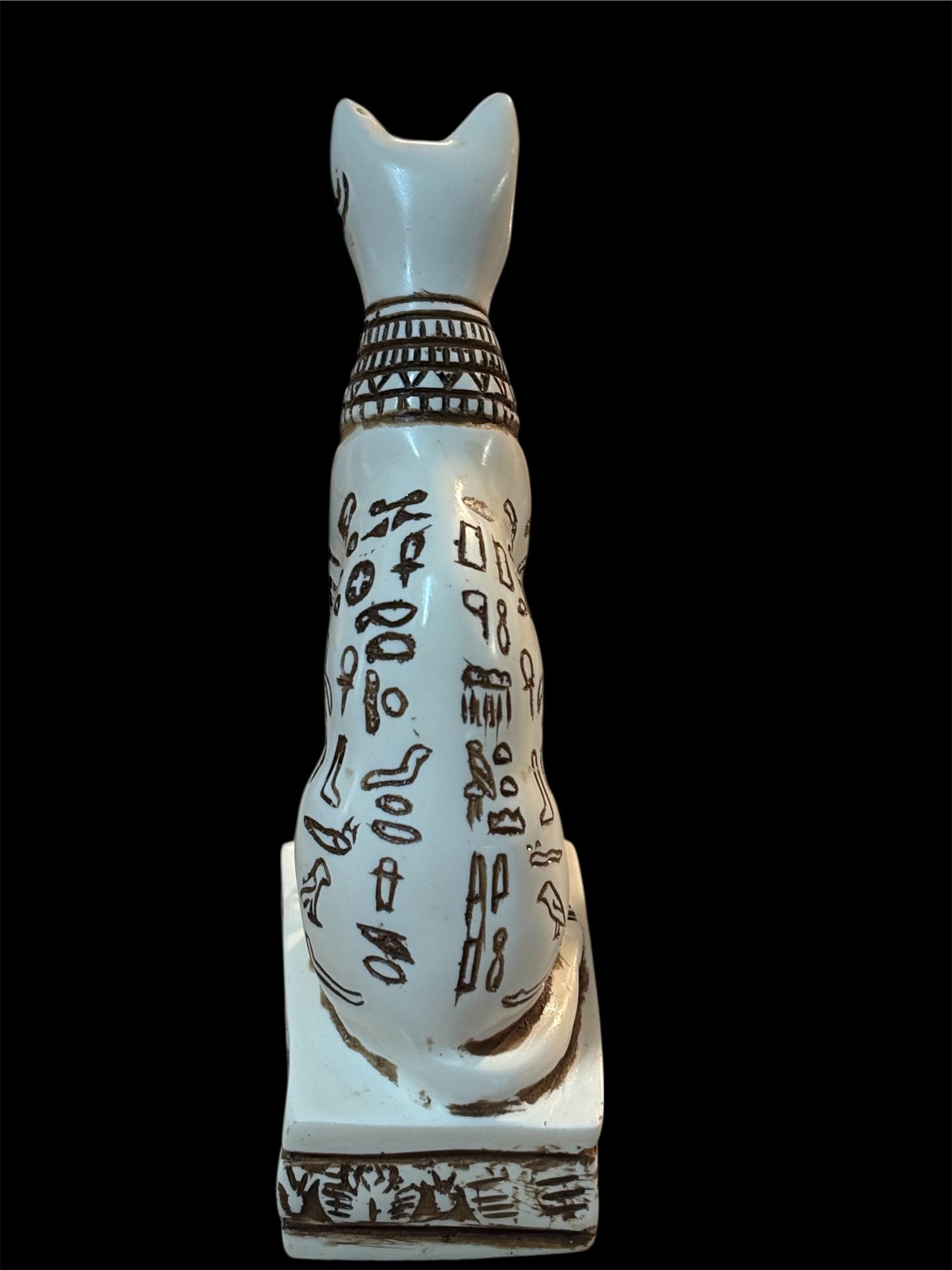 Gatto egiziano statuetta di 10.5 cm bianco e marrone