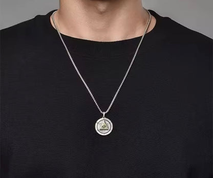 Collana Pentacolo magico con Occhio della Provvidenza - ciondolo bifacciale rotante che combina due potenti simboli esoterici