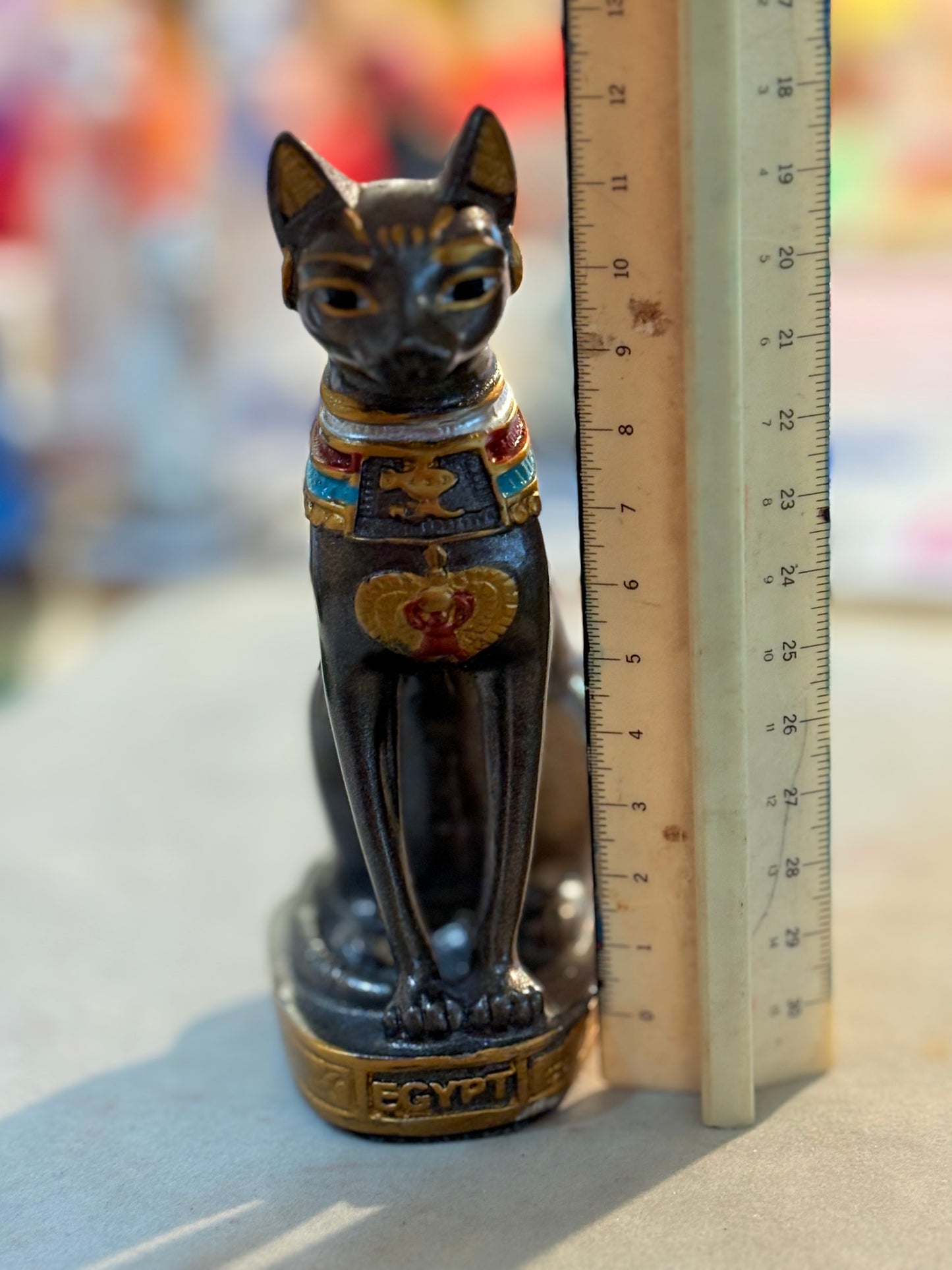 Gatto egiziano statuetta di 12 cm. Nero brillantine