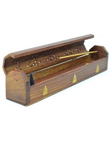 Porta Incenso / Brucia Incenso / Cono - Box in legno con contenitore *BUDDHA*