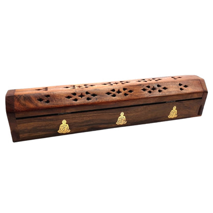 Porta Incenso / Brucia Incenso / Cono - Box in legno con contenitore *BUDDHA*