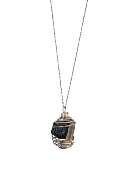 Collana Spirale Tormalina Nera + Cristallo di Rocca = Protezione