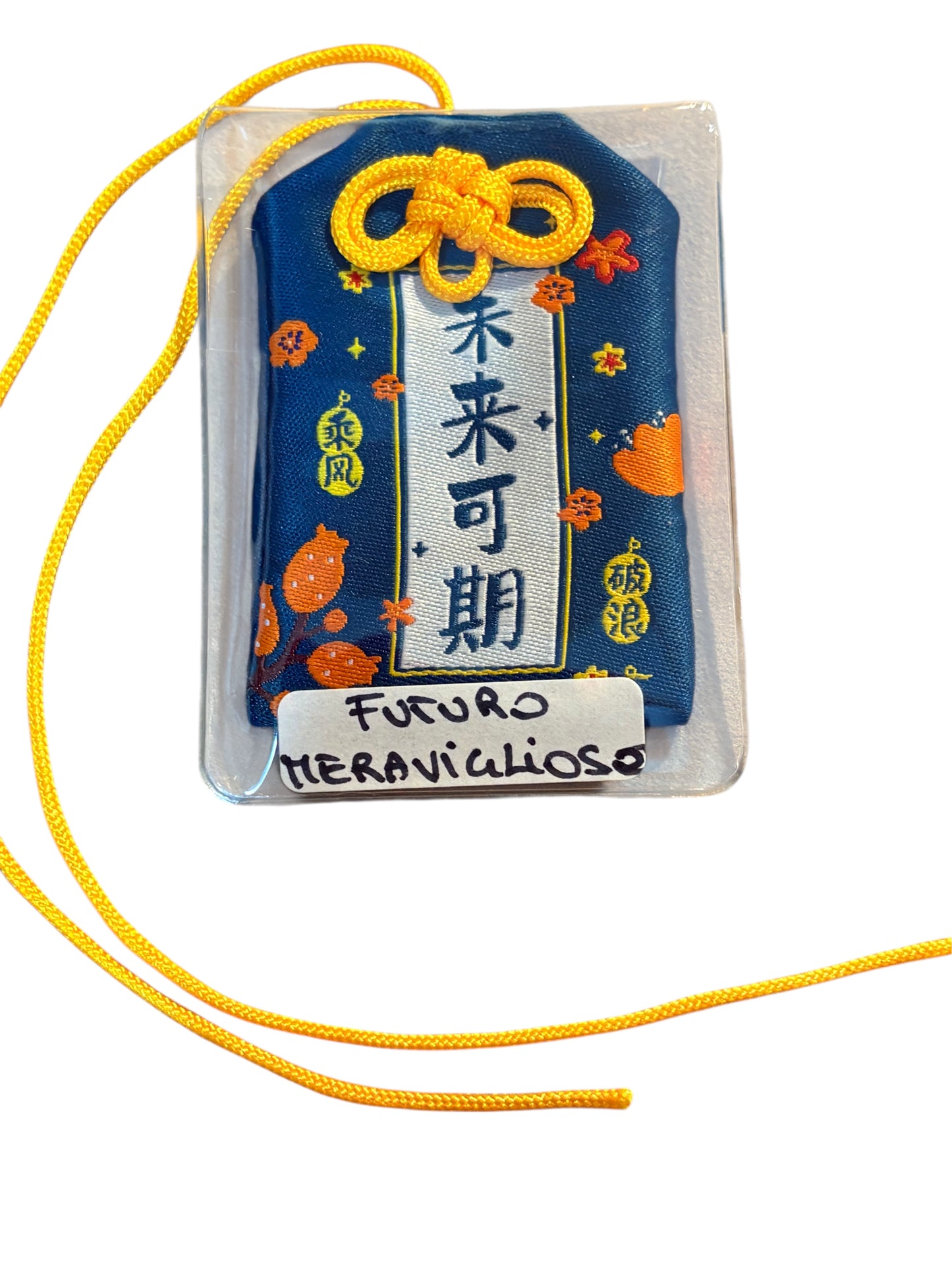 Omamori blu e giallo  “FUTURO MERAVIGLIOSO”