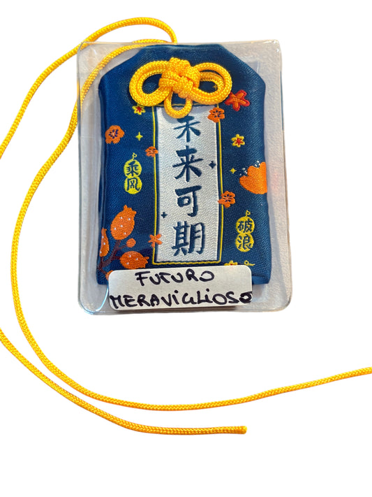 Omamori blu e giallo  “FUTURO MERAVIGLIOSO”
