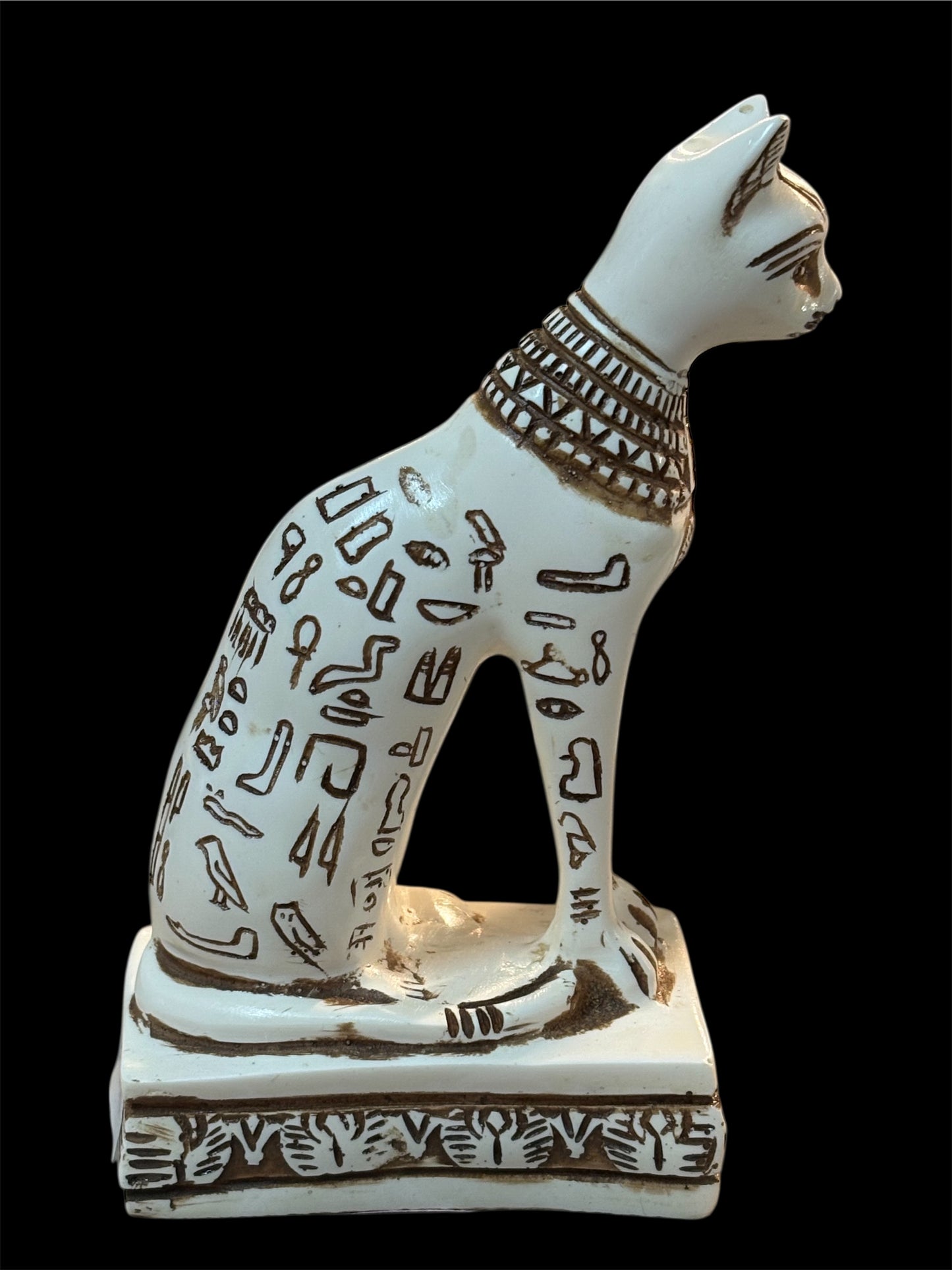 Gatto egiziano statuetta di 10.5 cm bianco e marrone