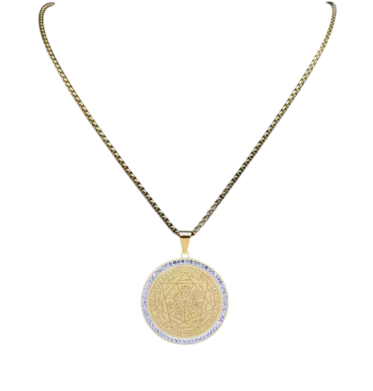 Collana Sigillo dei Sette Arcangeli “colore oro con strass” acciaio