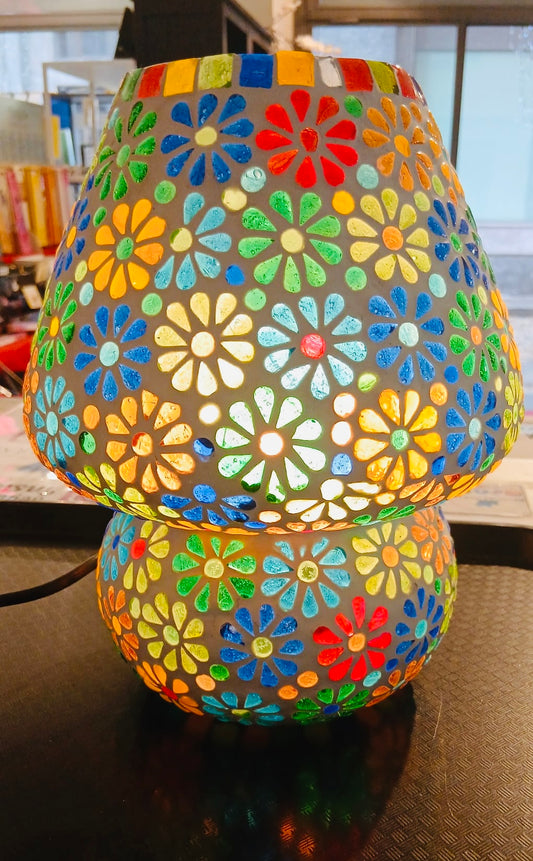 Lampada Fungo medio in vetro mosaico Fiori colorati