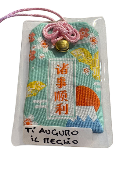 Omamori verde acqua “TI AUGURO IL MEGLIO”