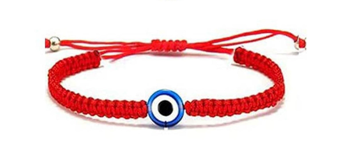 Bracciale rosso  OCCHIO TURCO / OCCHIO DI ALLAH per allontanare il "malocchio" e proteggere chi li indossa dalle energie negative - intrecciato a mano