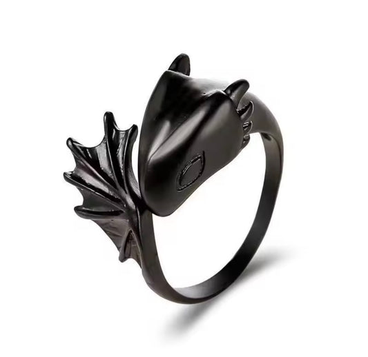 Anello Drago nero regolabile