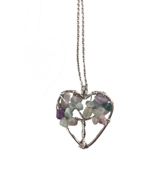 Collana Cuore Albero della Vita con Fluorite