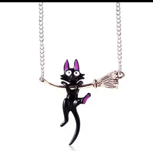 Collana GATTO nero sulla scopa