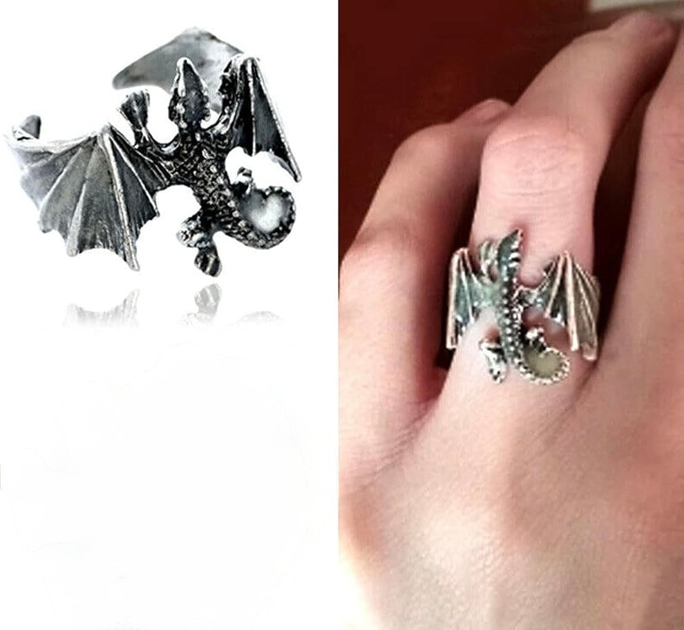 Anello Drago che si illumina fosforescente