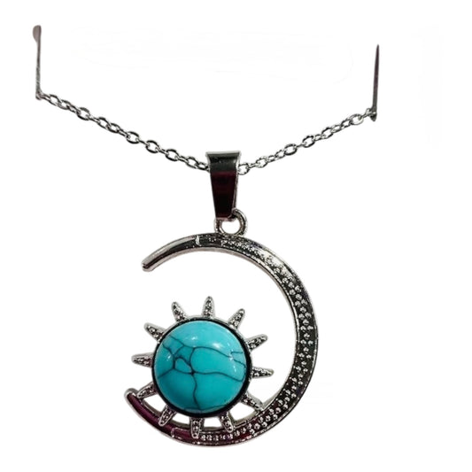 Collana Luna in Magnesite  - collanina in acciaio
