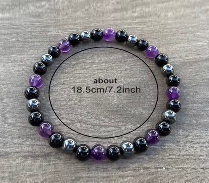Bracciale di Protezione: Elimina le energie negative - con tre pietre: Tormalina, Ametista, Ematite