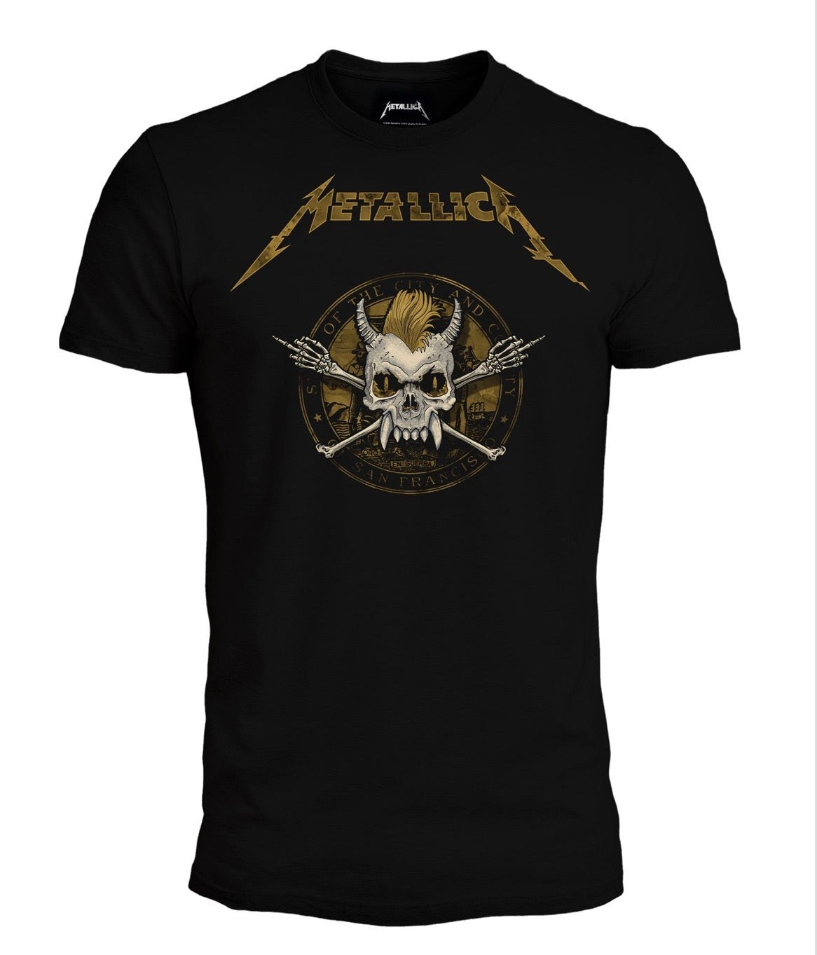 T-shirt Metallica oro - teschio
