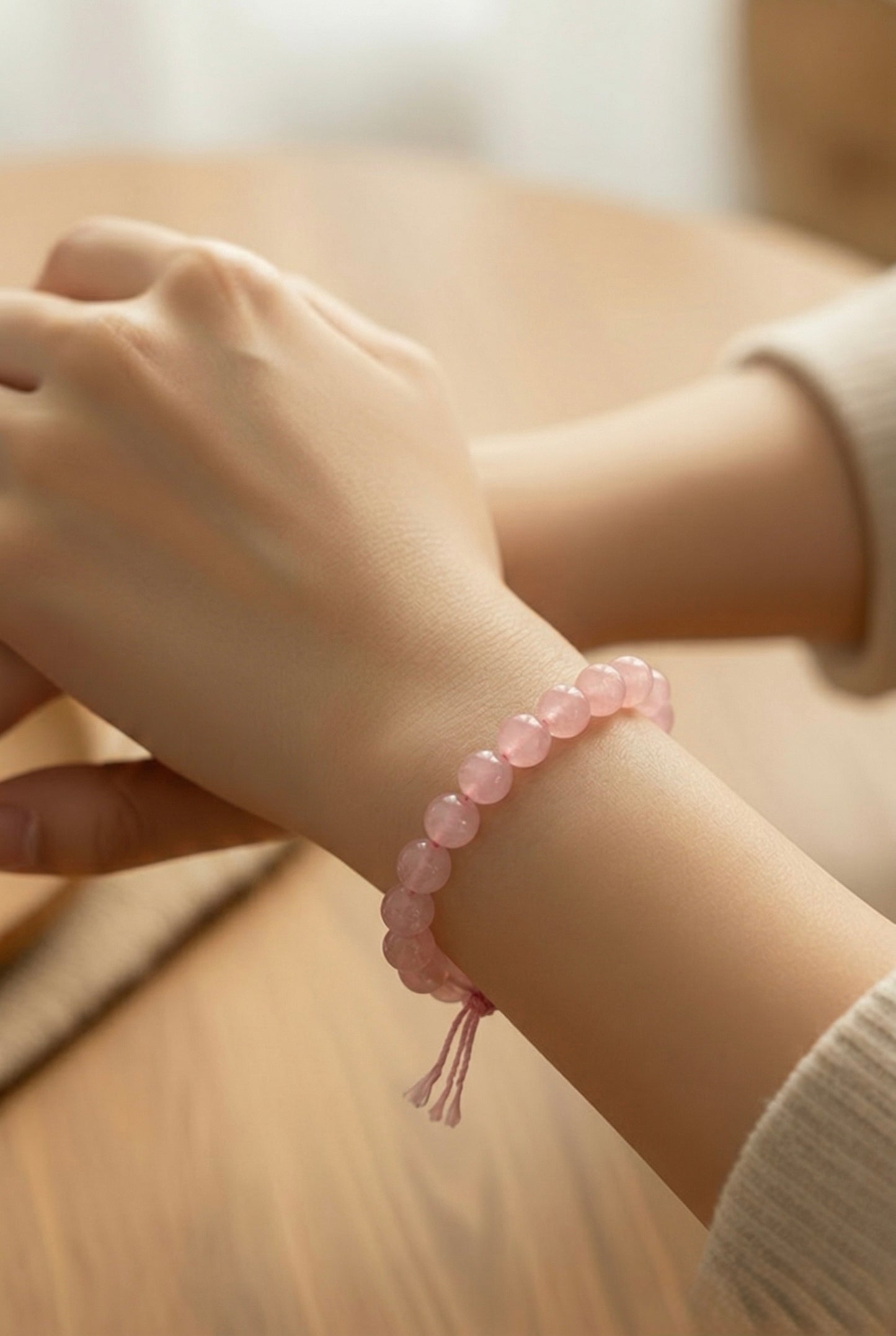 Bracciale Quarzo Rosa  - sfere 8 mm